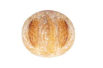 Fresh slice of bread on a white background for breakfast.