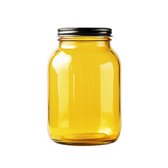 empty yellow glass jar isolated on transparent background