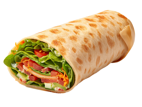 Empty wrap sandwich isolated on transparent background
