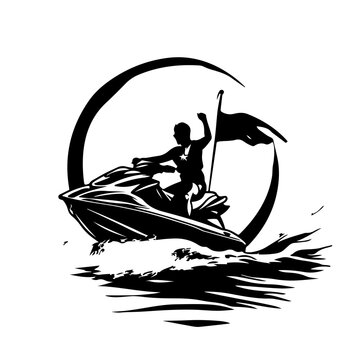 recommend clip art: Man riding personal watercraft