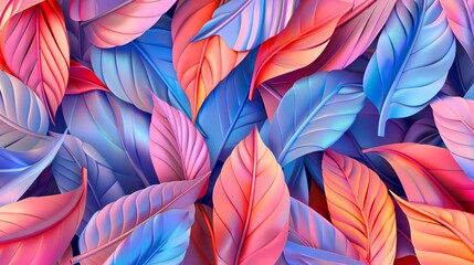 Abstract leaves background, a pattern that echoes nature's colors. Colorful plant texture, a representation of leaf design.
