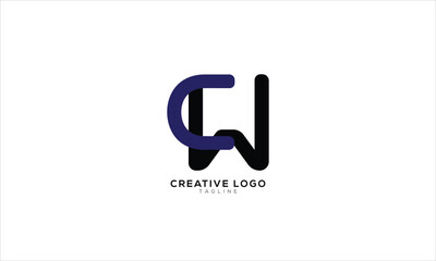 WC CW Abstract initial monogram letter alphabet logo design