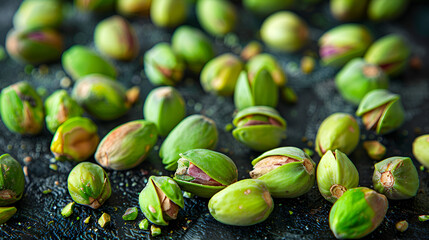 Close-Up of Pile of Green Pistachio Nuts ,
Pistachio Macro Harmony Harmony in macro form as pistachios reveal their natural beauty in extreme closeup set against a serene white backgroun
