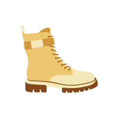 Shoes vector. Women shoes logo. Colored warm boots. Shoes icon on a white background vector. Women high boots. Shoes with protector and heel vector. Vector illustration.