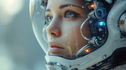 Fototapeta premium Cybernetic Woman with Digital Enhancements 4