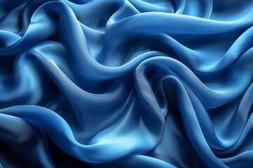 Fototapeta premium Mesmerizing fluidity: electric blue silk cloth with wave pattern