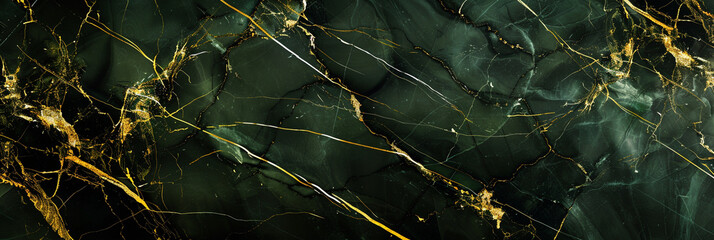 Abstract olive green  jet black marble background with golden lines simulating a luxurious stone surface
