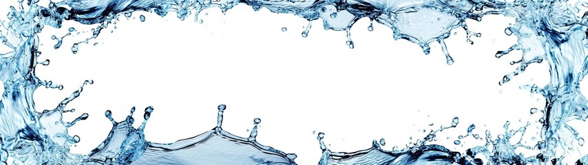 water splash border on white background