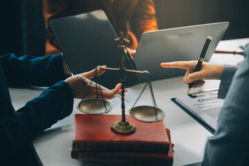 Businessman and lawyer discuss the contract document. Treaty of the law. Sign a contract business.