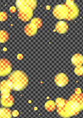 Golden Flare Background Transparent Vector. Ball New Template. Bright Texture. Yellow Spot Decoration Card. Orange Anniversary.