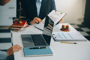 Businessman and lawyer discuss the contract document. Treaty of the law. Sign a contract business.