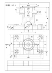 technical drawing metal mechanical joints to calculate resistance, stress, and forces before the production process