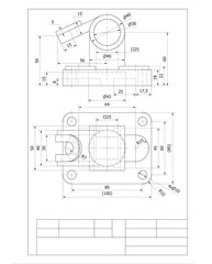 technical drawing metal mechanical joints to calculate resistance, stress, and forces before the production process