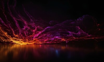 Dark themed abstract background with rays of light and smoke in different colors. 3d Wallpaper with blank space