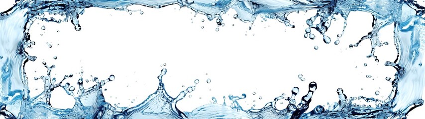water splash border on white background