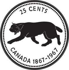 Canada 25 cents coin vector design handmade silhouette.