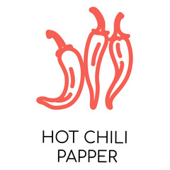 Hot chili papper fat line vegetable icon, vector illustration