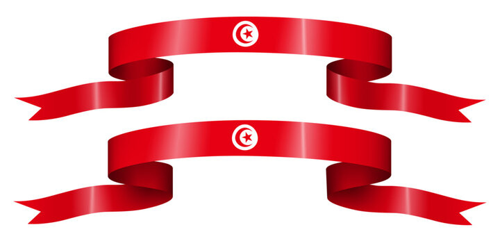 Set of flag ribbon with colors of Tunisia for independence day celebration decoration