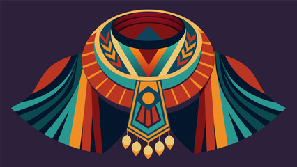 The intricate details and vibrant colors of an Art Deco scarf make it a standout accessory perfect for adding a touch of vintage flair to any outfit.. Vector illustration