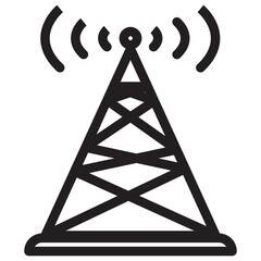 Antenna tower icon in flat style. Broadcasting vector illustration on white isolated background. Wifi business concept.