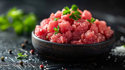 Rawchicken and beef mince ready to cook fresh meat