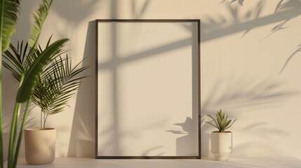 Mock up frame with minimal decor close up in home interior background. Generative Ai. hyper realistic 