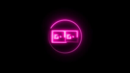Neon calling icon and telrphone line illustration.
