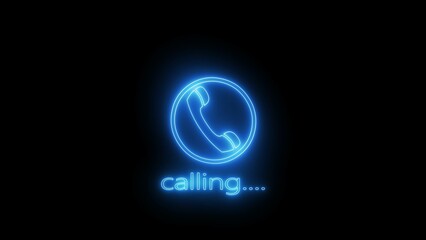 Abstract neon calling icon illustration on black background.