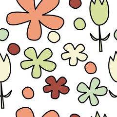 Retro Flowers Seamless Pattern