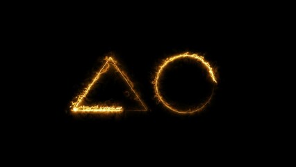 Abstract neon triangle frame and geometric neon sign icon illustration.