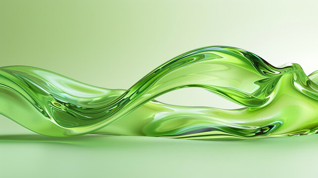 A dynamic wave of bright green rendered with a soft gradient  a clear glass-like texture that energizes  revitalizes captured in