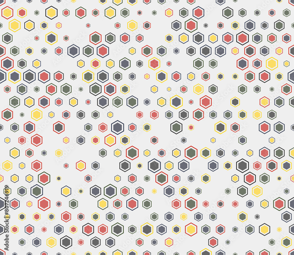 Poster geometric pattern. multicolored geometric elements of varied size. hexagon mosaic background with in