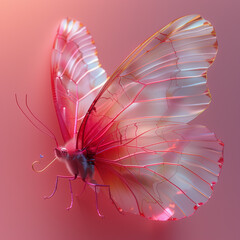 Radiant Gradient Butterfly in Soft Pink Light - obrazy, fototapety, plakaty