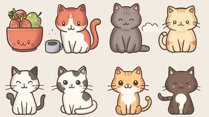 Cute Cartoon Cats and Accessories 10