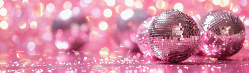 Pink Disco Balls with Glittering Sparkles
