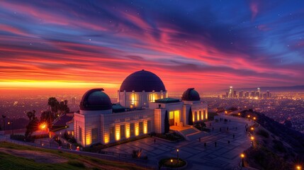 Obraz premium Sunset and City Lights: Park Observatory in Island