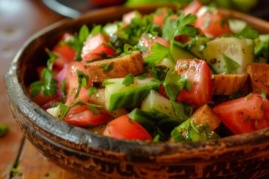 The Lebanese salad is tasty and nutritious