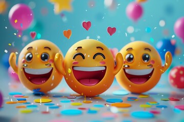 Animated emojis clapping in a digital celebration