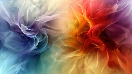   A multicolored background with two flowers, one larger on the left and one smaller on the right