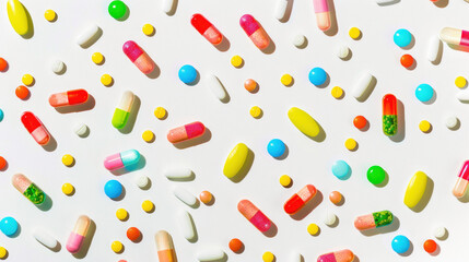 Top view of multi-colored pills