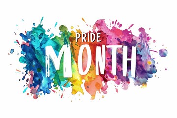 Pride Day themed rainbow and watercolor design with the text 