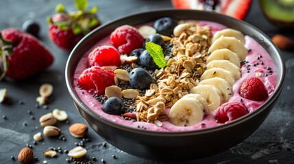 A Smoothie Bowl Topped with Vibrant Fruits and Nuts, Showcasing the Appeal of Nutritious Meals