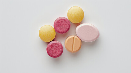 Top view of multi-colored pills