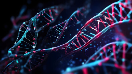 dna strand on a black background