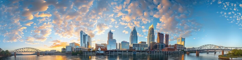 Obraz premium Captivating Skyline in the Morning. Explore the City's Famous Downtown, Business