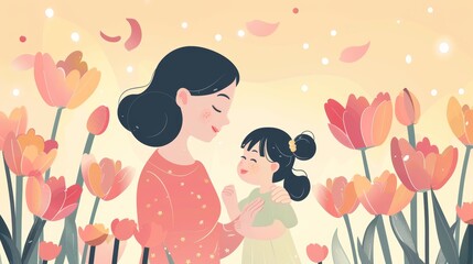 Happy Mother's Day Background Illustration Generative AI