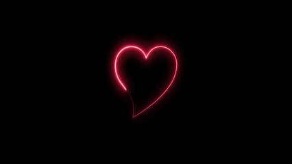 Abstract neon rose day and love with heart ,happy valentine's day illustration on black background.