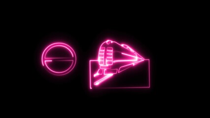 Abstract neon railway transporation sign icon illustration. 