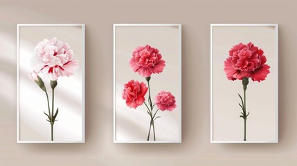 Mothers Day Celebration Cards with Floral Frames Generative AI