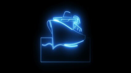 Abstract neon  marine ship icon illustration background.